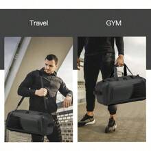 bolsa deportiva impermeable para gimnasio, bolsa de viaje para hombres y mujeres, bolsa de noche con compartimento para zapatos - Verde Oscuro - Ver 8