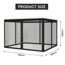 4 Side Panels Outdoor Gazebo Mosquito Net Mosquito Protection Insect Protection Net, Universal Garden Terrace Roofing Replacement Mosquito Net Privacy Screens With Zipper - Black - View 9