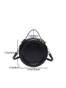 Round Design Lady Handbag Vintage PU Leather Shoulder Bag For Women Fashion Clutch Purses High Quality Crossbody Bag Female Travel Totes Daily Removable Commuting Bag Give A Gift To A Friend