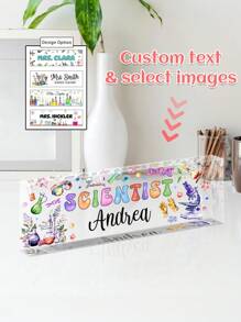 Custom Desktop Nameplate,Personalized Science Lab Teacher, Personalized Teacher Desk Name Plate, Teachers Desk, Teacher Acrylic Plaque, Science Teacher,Back To School Gift, Office Decor Gifts Birthday Graduation,Graphic Print - Multicolor - View 1
