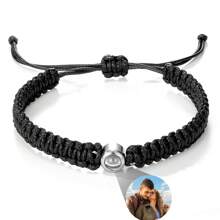 1pc Custom Couple Projection Bracelet, Stainless Steel Braided, Photo Memory, Gift For Mother's Day, Birthday, Graduation Gift, Suitable For Men Women Couples Family, Anniversary - Black Style 2 - View 15