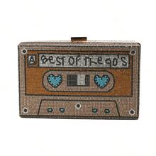 Women Retro Radio Tape-Shape Rhinestone Clutch Purse - 棕色 - 查看 1