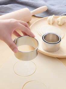 3入組/套不銹鋼圓形模具和手壓機套裝曲奇模具壓餃子機烹飪配件烘焙工具