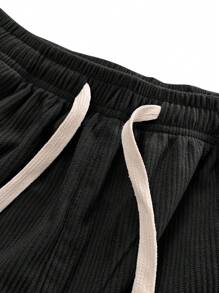 Hidkat Men's Elastic Waist Corduroy Pants, Fashion Drawstring Straight Leg Casual Sweatpants For Spring And Autumn