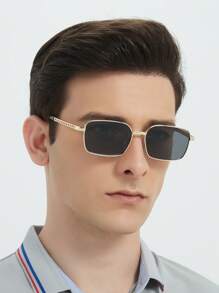 Augonstern 1pc Small Square Frame Decor Eyeglasses, European And American Style - Multicolor - View 3