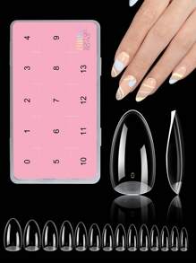 Aillsa 2.0 Upgraded Soft Gel Nail Tips - Built-In C-Curve Medium Almond Full Cover Nail Extensions Ultral Thicker Acrylic Nails Tips Strong Clear 140Pcs  Pre-Sculpted Press-On Nails With Matte Underside False Nails For Flat Nails - Clear - View 12
