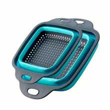 1/2pcs Foldable Drain Basket, Portable Vegetable Washing Basket, Square & Round Expandable Water Filter Basket, Fruit And Vegetable Washing Bowl, Kitchen Supplies