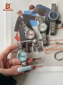 1件優雅正方形石英女款手錶，皮革錶帶防水腕錶，節日禮物 - 均碼 - 查看 10