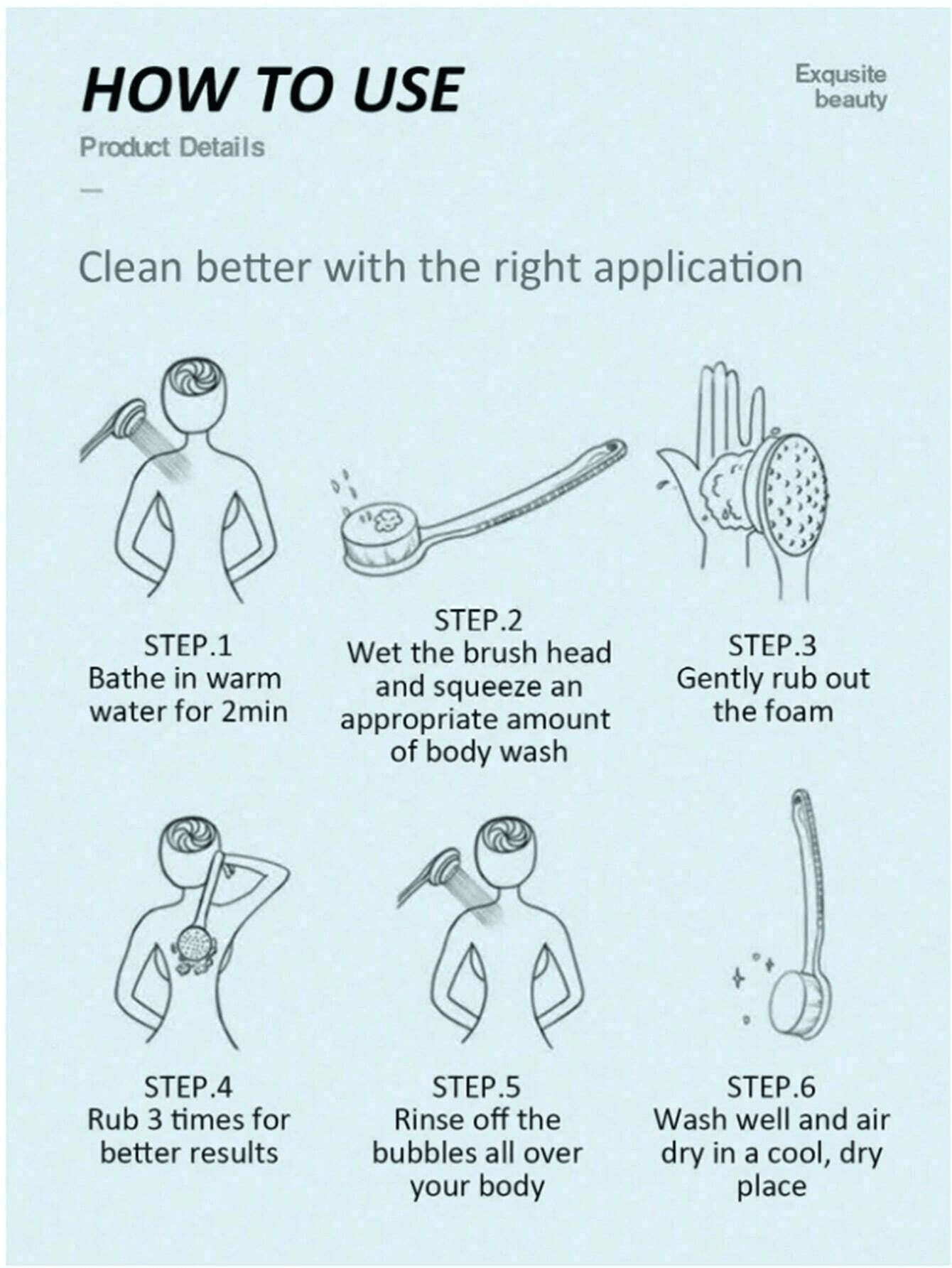 فرشاة استحمام ذات مقبض طويل باللون الوردي/الأزرق –...