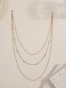 1pc Sexy Minimalist Faux Crystal Multi-Layer Back Chain, Fashion Jewelry Accessory For Women, Suitable For Wedding, Beach, Party, Formal Events