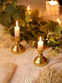 1 件/3 件复古金属烛台套装 - 12 英寸欧式锥形烛台，适用于婚礼中心装饰/浪漫晚餐，抛光表面的古董铁制桌饰，圣诞节和情人节的奢华礼物 - 金色 - 查看 11