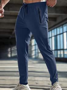 1pc Men's Sports Jogger Pants, Casual Outdoor Drawstring Waist Trousers, Suitable For Spring And Summer - Blue - View 5