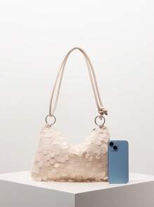 Sparkly Sequin Shoulder Bag, Sequin Bag, Party Dresses For Women, Metal Round Clasp Underarm Bag, Premium Style Evening Bag, Bag For Women Elegant, Wedding Items, Glitter Prom Wallet (Pattern Random) - Beige - View 3