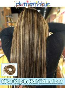 Clip In Remy Hair Extensions Human Hair Invisible Ombre Chocolate Brown To Caramel Blonde Clip In Hair Extensions Thick Natural Hair 8pcs(#4/27) - S4/27 - View 1
