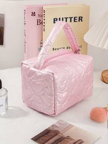 1Piece New Style Fashion Quilted Embroidered Heart Pillow Bag Handbag Large Capacity Girl Storage Bag Cosmetic Bag Roomy Cosmetic Bag And Makeup Brushes Storage Bag Pouch Purse Organizer - Multicolor - View 14