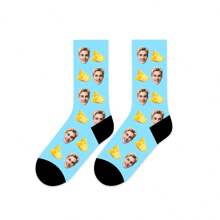 1 Pair Customized 3D Digital Heat Transfer 360° Print Face Pattern Mid-Calf Socks, Pineapple Design, Personalized, Comfortable Breathable Fashion Streetwear Socks, Suitable As Friends & Family, Couple, Holiday, Vacation Gift - Multicolor - View 17