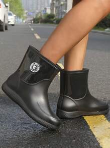 New Short Rain Boots For Men, Non-Slip Waterproof Rubber Boots For Kitchen, Car Washing, Work, Fishing, Spring And Autumn - Black - View 1