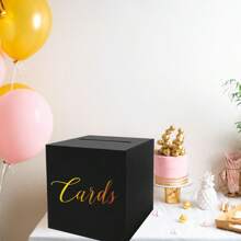 1 Peça Caixa de Papelão com Revestimento Preto (22 cm), Decoração Floral DIY, Para Votação, Caixa de Presente Especial de Casamento, Recepção de Casamento, Dar Presentes, Aniversário, Festa de Formatura, Decoração de Centro de Mesa (Inclui Cartões Brancos)