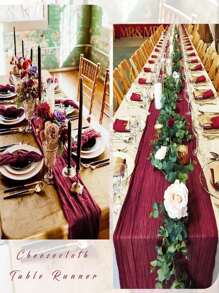 1pc Ruched Gauze Cheese Cloth Table Runner, Soft Touch, Premium Gauze Table Runner, Suitable For Weddings, Parties, Arches, Tables, Birthday Backdrops, Christmas, Baby Showers, Adding Romantic Ambiance And Cozy Party Atmosphere