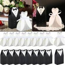 20/30pcs Wedding Gift Boxes With Ribbon - Ideal For Bride And Groom, Party Decoration And Favors, Event Party Candy Gift Boxes With Round Hang Tags And Fine Gold Glitter Ribbons