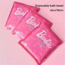 Miniso 10件套芭比旅行套装日光系列一次性浴巾压缩马桶垫洗漱包洗漱包便携式透明化妆品收纳包旅行收纳包家居浴室装饰夏季度假海滩必备品