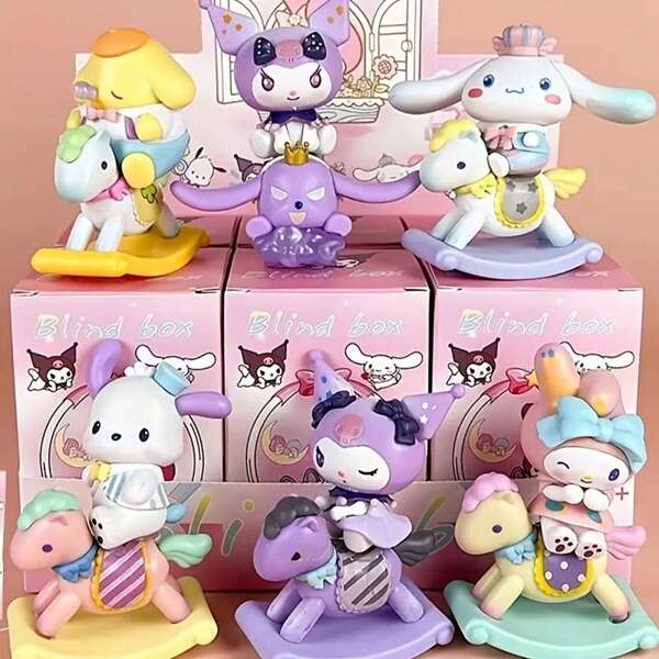 Sanrio 1 peça Kuromi Dark Beauty Mystery Box, estátua colecionável, figura de unicórnio com gradiente 3D, adequada para decoração de mesa de escritório e presente, ótima para aniversários e feriados, cor aleatória - embalagem em saco OPP, sem caixa