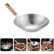 Kichvoe Wok De Acero Inoxidable Sartén Para Freír Sartén Para Freír Olla De Cocina Doméstica Con Asa Cocina Japonesa Utensilios De Cocina Tradicionales Antiadherentes De 24Cm - 1 - Ver 4
