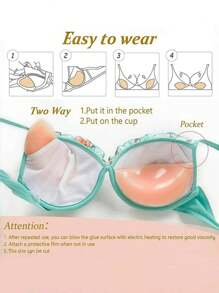 2 PCS [Bra Inserts] Invisible Anti-Convex 1 Pair Silicone Bra Inserts - Push-Up Enhancer Pads For Women, Reusable & Washable, Smooth Surface, Lingerie Accessories,Super Soft Breast Pads, Bra Push Up Cleavage Enhancer Pads, Non-Slip Sticky Breast Push Up Pads Enhancer Summer Cooling,Beach,Travel