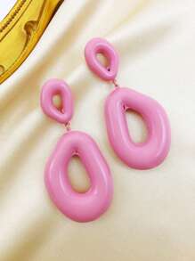 1PR Light Weight Fashionable Chunky Molten Oval Hoop Geometric Hoop Chunky Drop Earrings For Women For Party For Daily Dress