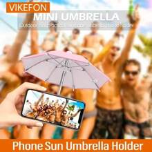 1 Set Of Mini Phone Holder Sunshade Umbrella, Mini, Cute, Lightweight, Portable, Easy To Store, Sunscreen, Rainproof, Anti Reflective, Matched With Cartoon Shaped Suction Cup Umbrella Holder, Suitable For Outdoor Play, Beach, Party, Or Used As A Motorcycle, Bicycle, Car Mobile Phone Holder Accessory, A Fun Gift Item - Multicolor - View 6