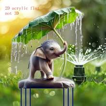 Whimsical Youngsters Elephant In Rain Acrylic Garden Stake - Bohemian Style, No-Power Needed, Featherless Decor For Gardens, Lawns, Patios & Flower Beds, Elephant Decor
