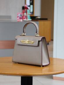 2025 高端时尚女士手提包，优雅小巧的棕榈纹理包，OL通勤多功能工作包，奢华立体小方包，女士单肩斜挎包 - 灰色 - 查看 9