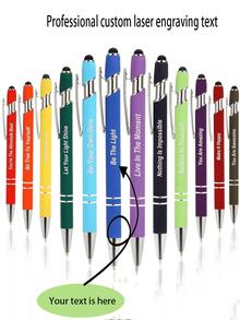 20 件/50 件套激光雕刻名称伸缩金属圆珠笔套件，具有可扩展设计和手写笔带，适用于办公室、学校、日记和艺术项目，个性化定制名称/徽标/日期 - 彩色 - 查看 2