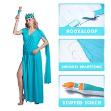 Statue Of Liberty Costume, Female Patriotic Statue Of Liberty Crown Headband, Adult Halloween Costume, Holiday Dress - A - Xem 4
