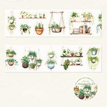 1 Roll PET Plant Series Sticky Tape, Botanical Theme Planner DIY Decoration Reusable Adhesive Tape - Multicolor - View 12