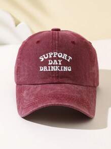 1 件女士时尚软顶棒球帽，绣有“SUPPORT DAY DRINKING”文字，可调节，透气，适合户外运动、露营、海滩、节日礼物 - B - 查看 22