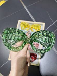 1pc Plastic Frame Oversized Colorful Transparent Fashion Clear Lens Glasses, Classic Luxury Design, Suitable For Both Men And Women, Y2K Vintage Party Glasses Style For Summer Travel Street Photography Festival Gifts