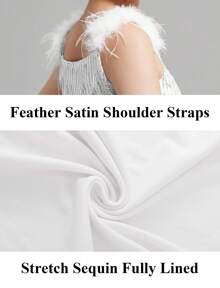 EXARUS Girls Sequin Fringe Dress Sparkling Tassel Sleeveless Bodycon/A-Line Splice Furry Strap Party Special Occasion - 銀色 - 查看 3