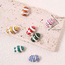 5pcs Hand-Painted Colorful Clownfish Ceramic Beads, Tropical Striped Clownfish Beads For Jewelry Making DIY Bracelets, Necklaces, Earrings, Phone Charms, Craft Decoration, Great For Mother's Day, Back To School, Holiday Gifts