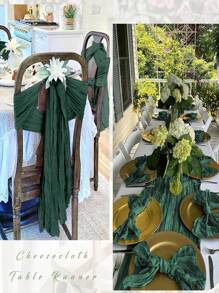 1pc Ruched Gauze Cheese Cloth Table Runner, Soft Touch, Premium Gauze Table Runner, Suitable For Weddings, Parties, Arches, Tables, Birthday Backdrops, Christmas, Baby Showers, Adding Romantic Ambiance And Cozy Party Atmosphere