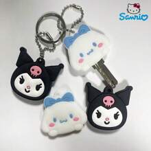 Sanrio 1pc Sanrio Key Protective Caps Set Kawaii Cinnamoroll Cartoon Silicone Key Cover Portable Keychain, Sanrio Cartoon Cartoon Character Shape, Bag Endorsement Key Chain Pendant Decoration, Holiday Birthday Valentine'S Day Preferred Uni Car Accessories Bag Charm School