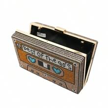 Women Retro Radio Tape-Shape Rhinestone Clutch Purse - 棕色 - 查看 7