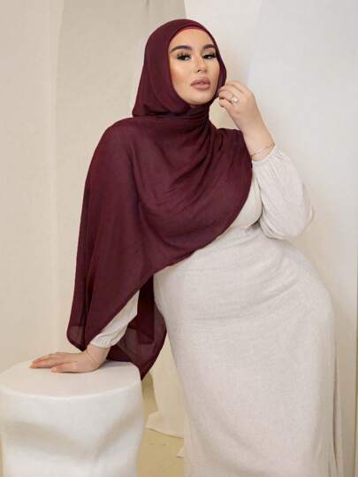 1pc Women's Solid Color Viscose Headscarf, Soft Wide-Edged Headband, Versatile Sunscreen Scarf/Hijab, Suitable For Daily Use