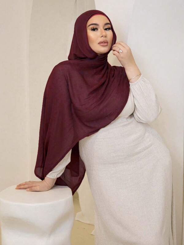 1pc Women's Solid Color Viscose Headscarf, Soft Wide-Edged Headband, Versatile Sunscreen Scarf/Hijab, Suitable For Daily Use