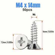 Tornillos autorroscantes de cabeza plana de acero inoxidable A2 M4 (4 mm), con cabezal Torx, para bisagras de gabinete, clavos, de alta resistencia y reforzados, adecuados para el hogar, trabajo en madera y proyectos de bricolaje