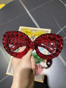 1pc Plastic Frame Oversized Colorful Transparent Fashion Clear Lens Glasses, Classic Luxury Design, Suitable For Both Men And Women, Y2K Vintage Party Glasses Style For Summer Travel Street Photography Festival Gifts