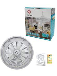 Ceiling Fan With Light And Remote Control, E27 Base, 3 Speed Wind Adjustment, 3000-6500k Dimmable LED Light For Bedroom, Kitchen - 透明水晶 - 查看 9