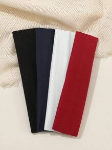 4PCS Fashionable & Versatile Solid Color Simple School Style Hair Bands Suitable For Women's Casual And Sports Uses Headband Turban Headband Sweatband, Hairband Fall Winter Hair Accessories For Women For Vacation Outfits Woman Elegant Scarf Women Bandanas Soft Headwrap - Multicolor - View 2