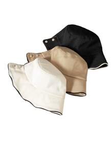 1pc Women's Bucket Hat, Korean Version, Spring/Summer, Pearl & Rhinestone Decor, Fashionable & Versatile Sun Protection Hat For Outdoor Casual Wear - MZ2357 - View 3