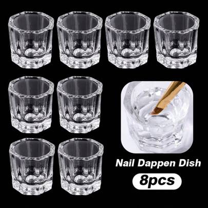 Clear Nail Brush Cleaning Cup,1/2/3/5/8 Packs Nail Dappen Dish Cups For Nail Art Acrylic Liquid - Clear Glass Nail Monomer Liquid Bowl Dampen Dish Acrylic Powder Holder, Acrylic Glass Jar For Nails,Nail Art Tools,Nail Supplies